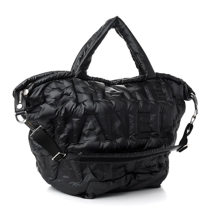 Chanel Nylon Embossed Large Doudoune Bowling Bag Black 3 of 8