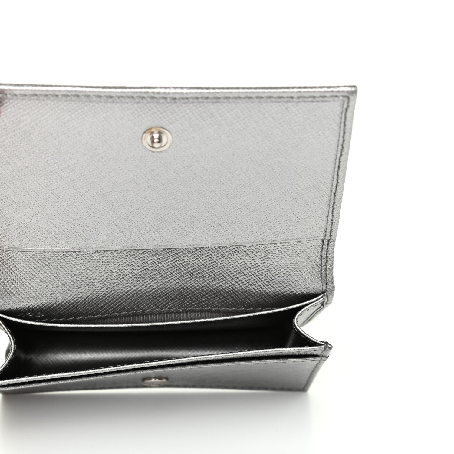 Prada Metallic Saffiano Card Holder Cromo 5 of 8