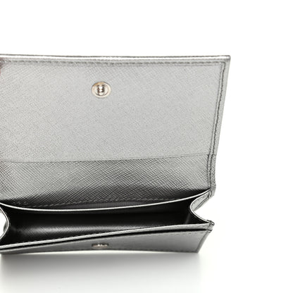 Prada Metallic Saffiano Card Holder Cromo 5 of 8