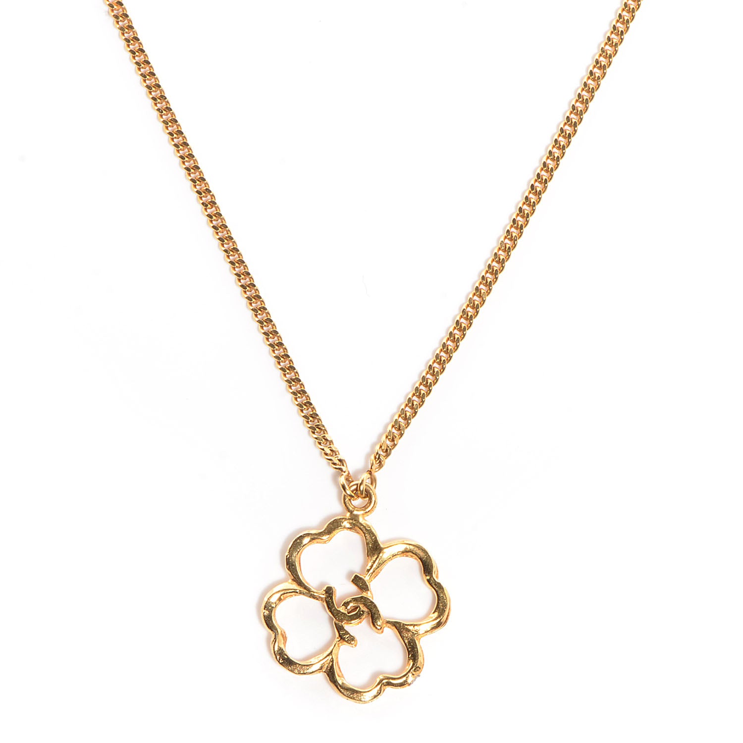 Chanel CC Clover Necklace Gold 1 of 6