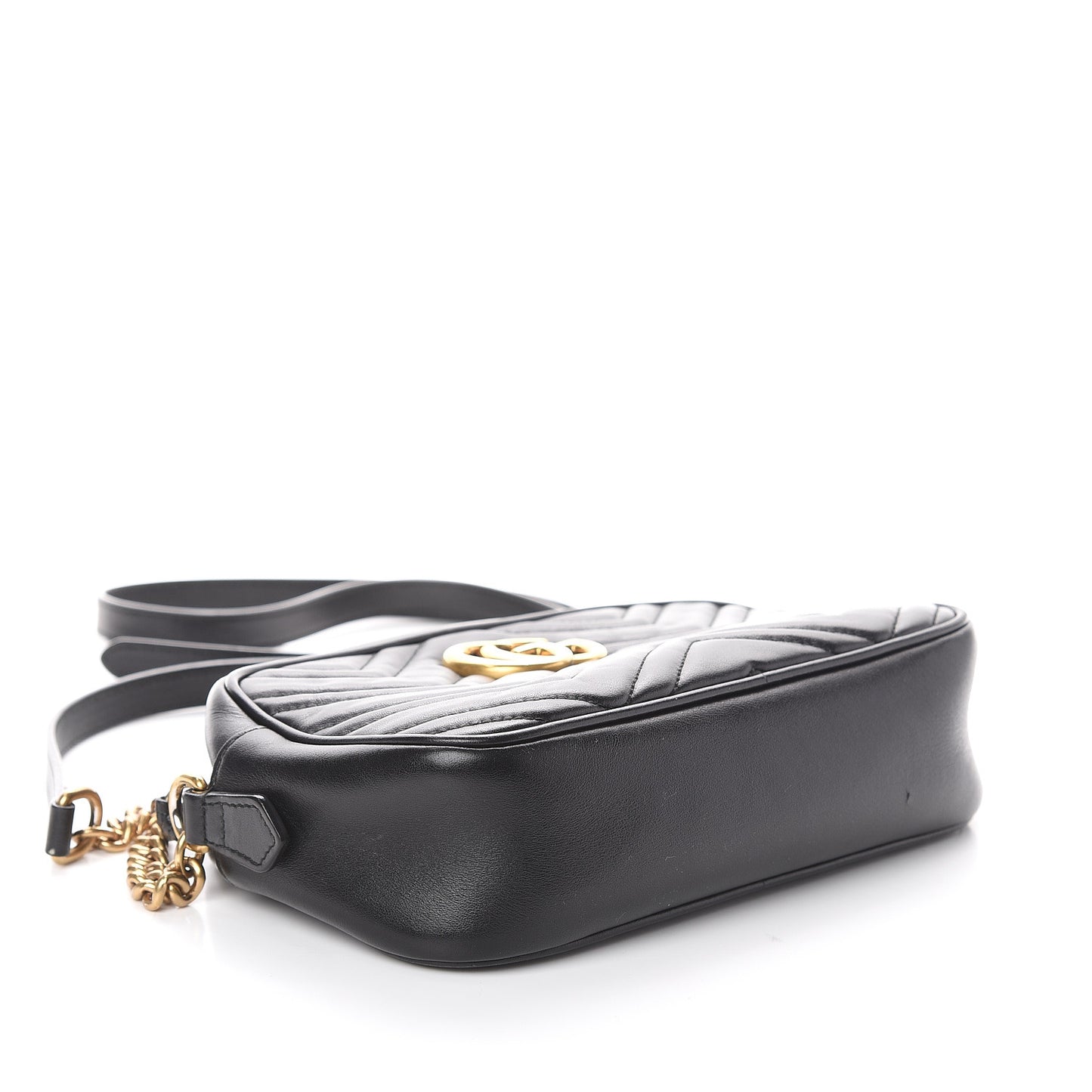 Calfskin Matelasse Small GG Marmont Chain Shoulder Bag Black