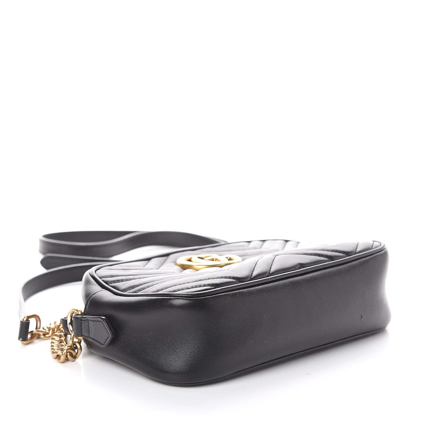 Gucci Calfskin Matelasse Small GG Marmont Chain Shoulder Bag Black 3 of 6