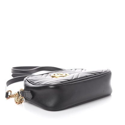 Gucci Calfskin Matelasse Small GG Marmont Chain Shoulder Bag Black 3 of 6