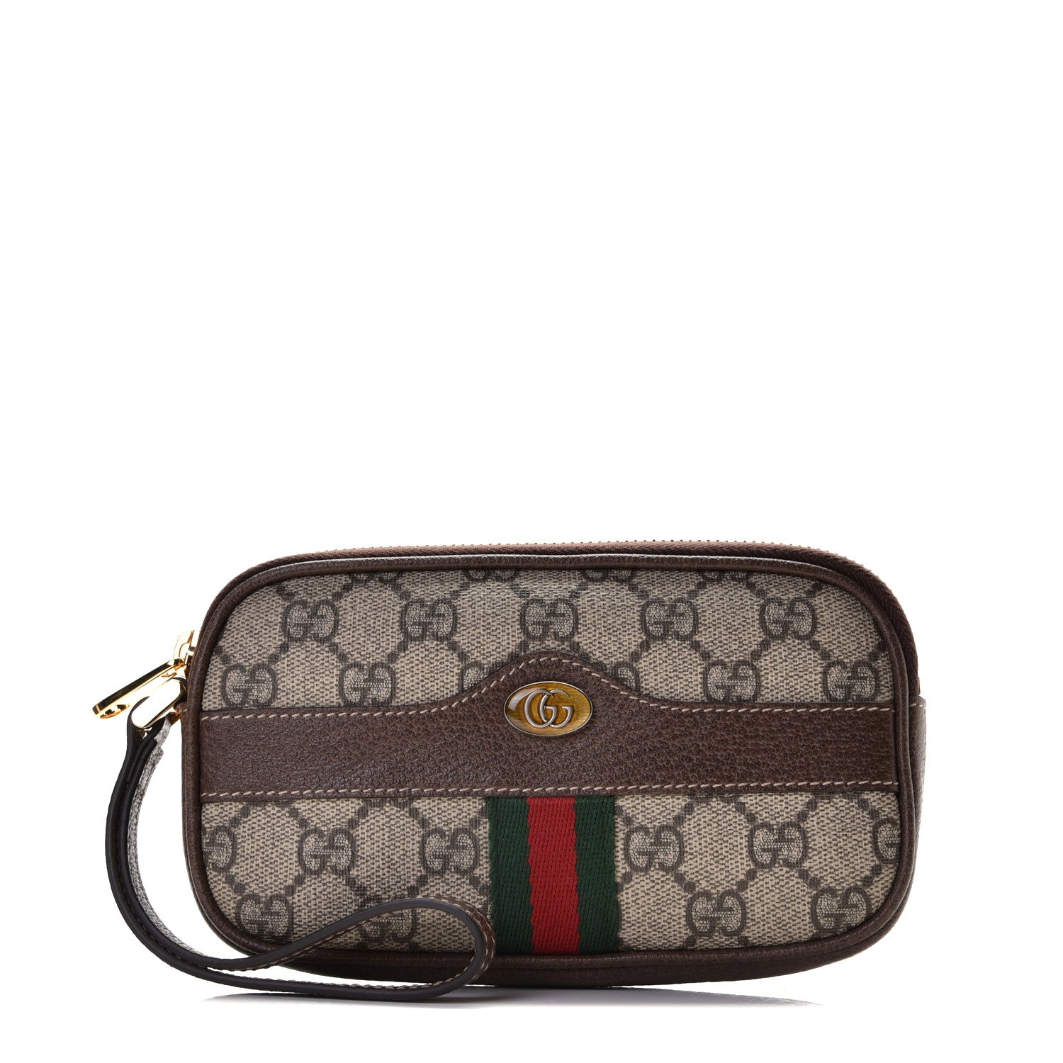 Gucci GG Supreme Monogram Ophidia Phone Case Wristlet Brown 1 of 10