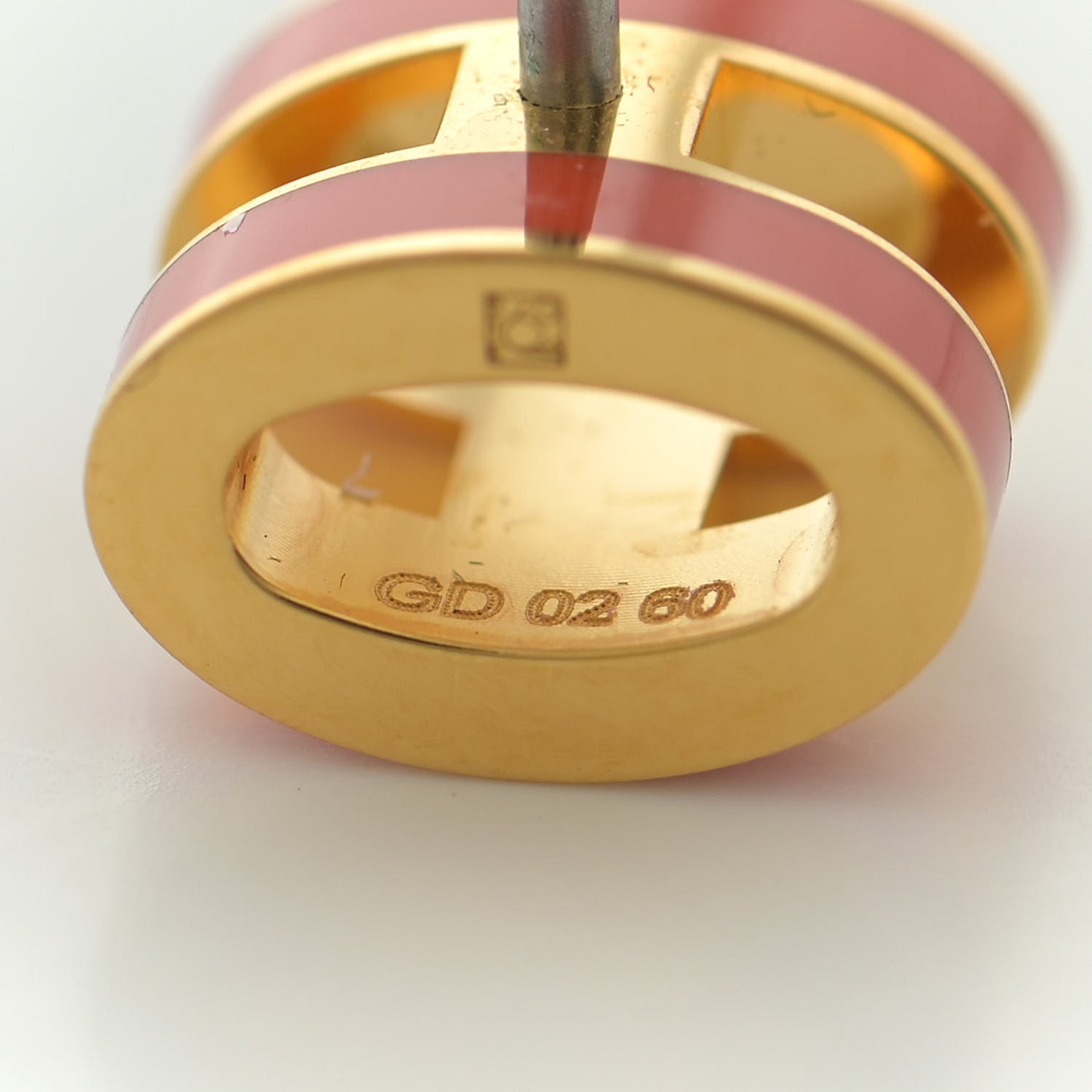 Gold Lacquered Mini Pop H Earrings Orange Fonce