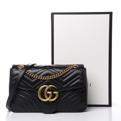 Gucci Calfskin Matelasse Medium GG Marmont Shoulder Bag Black 10 of 10