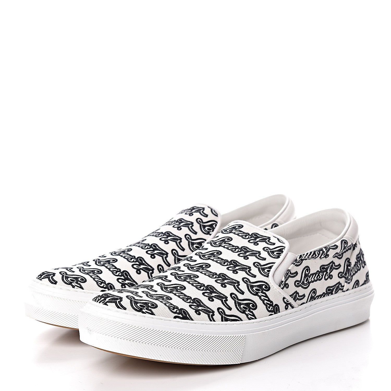 Louis Vuitton Canvas Logo Trocadero Slip On Sneakers 8 Black White 3 of 10