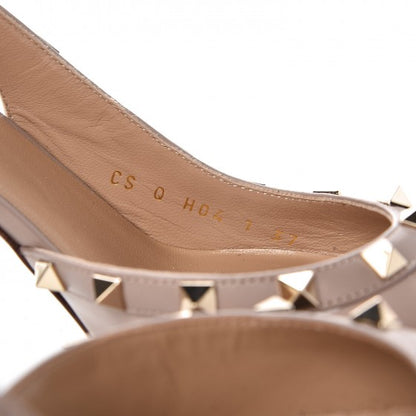 Valentino Garavani Patent Rockstud Half D'Orsay Slingback 85mm Pumps 37 Poudre 8 of 8