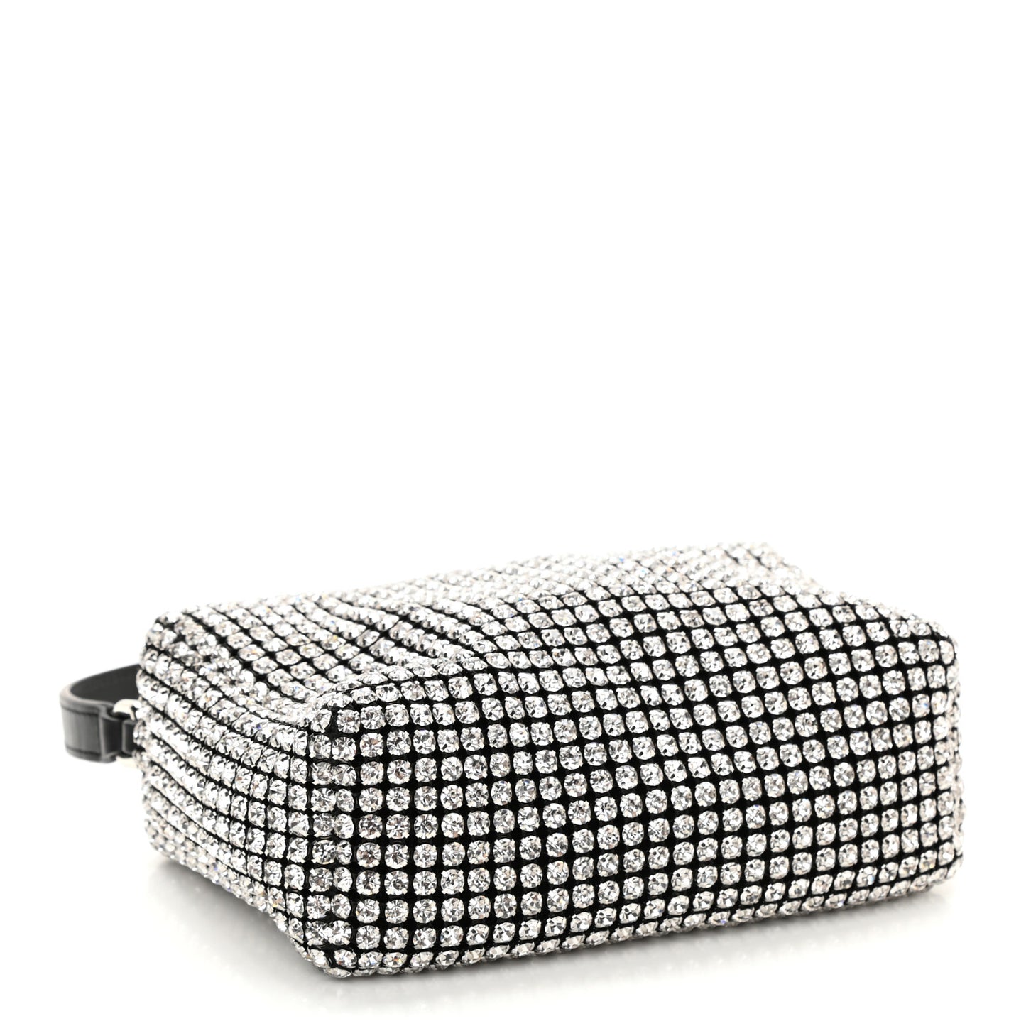 Mesh Crystal Rhinestone Mini Heiress Pouch Black Silver