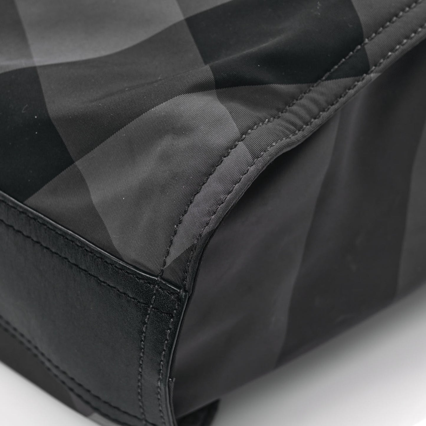 Nylon Check Buckleigh Packable Tote Charcoal