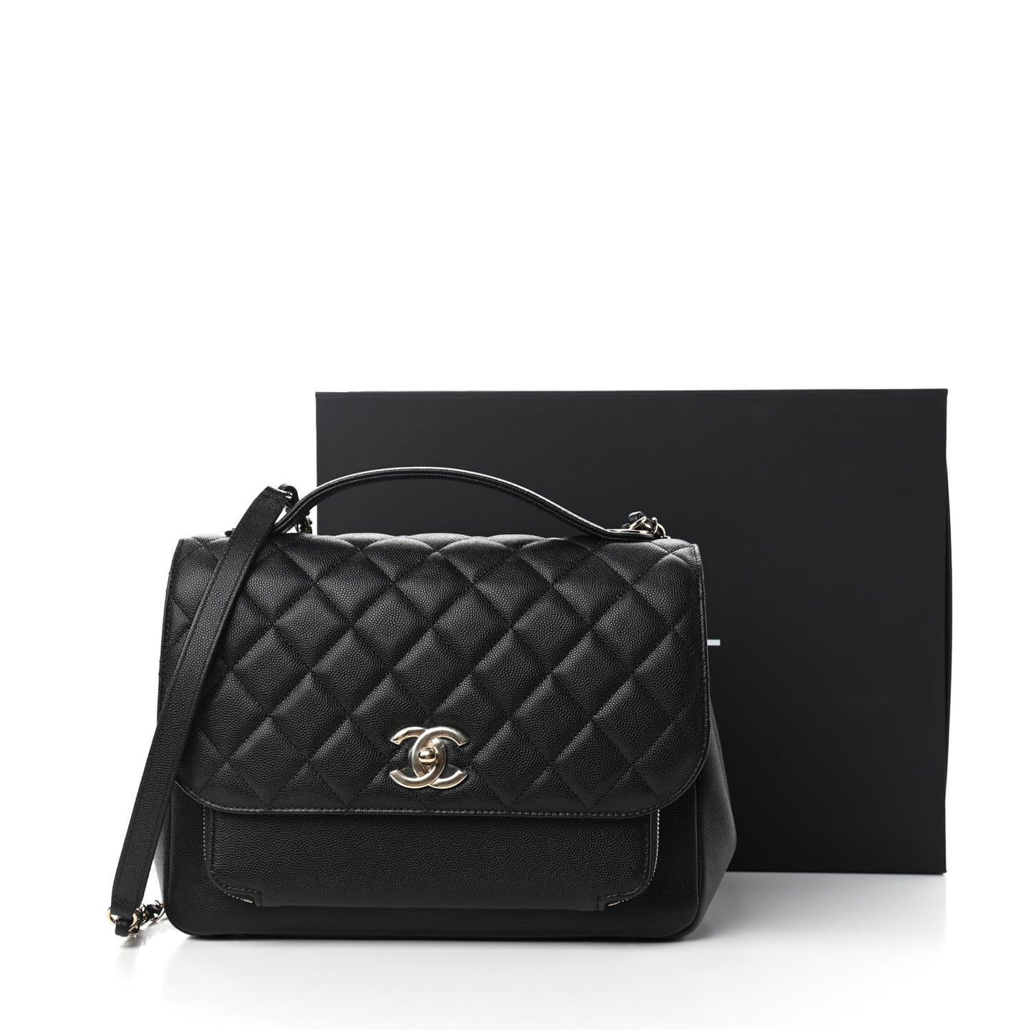 Caviar Quilted Large Business Affinity Flap Black