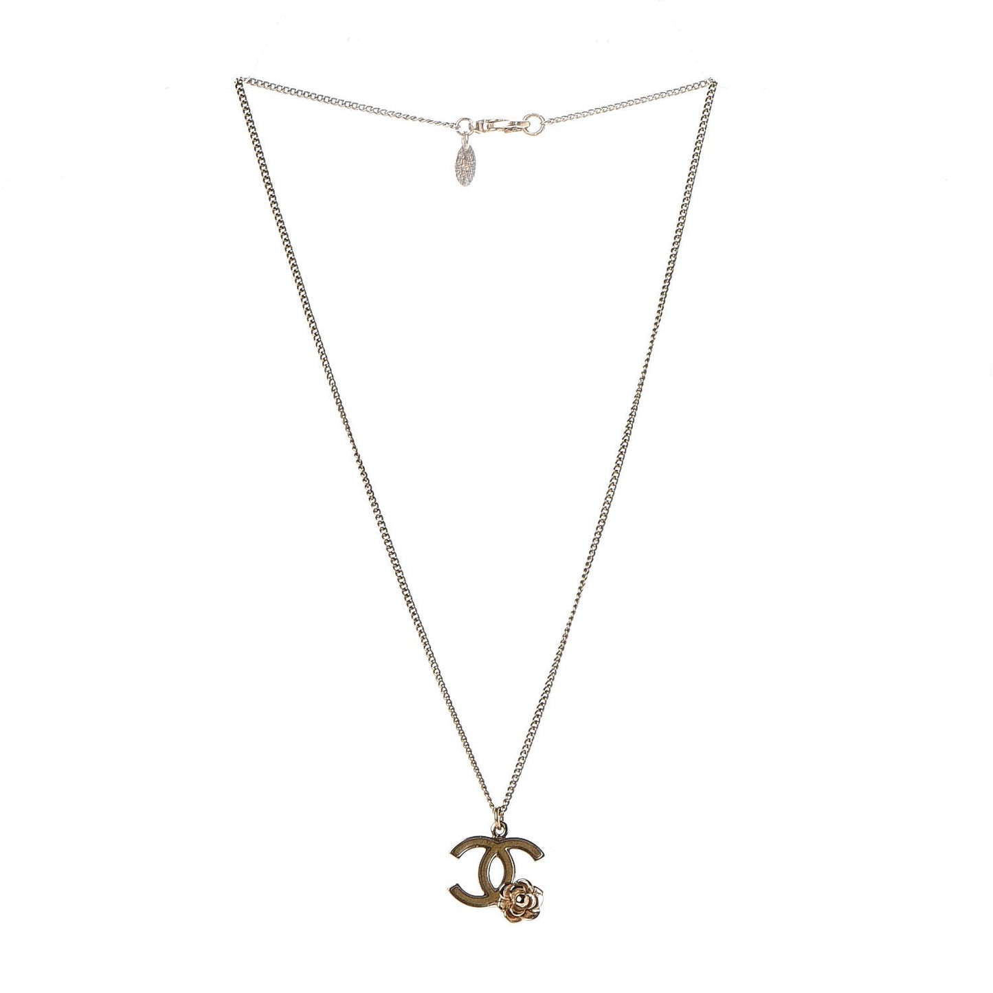 Enamel CC Camellia Necklace Gold