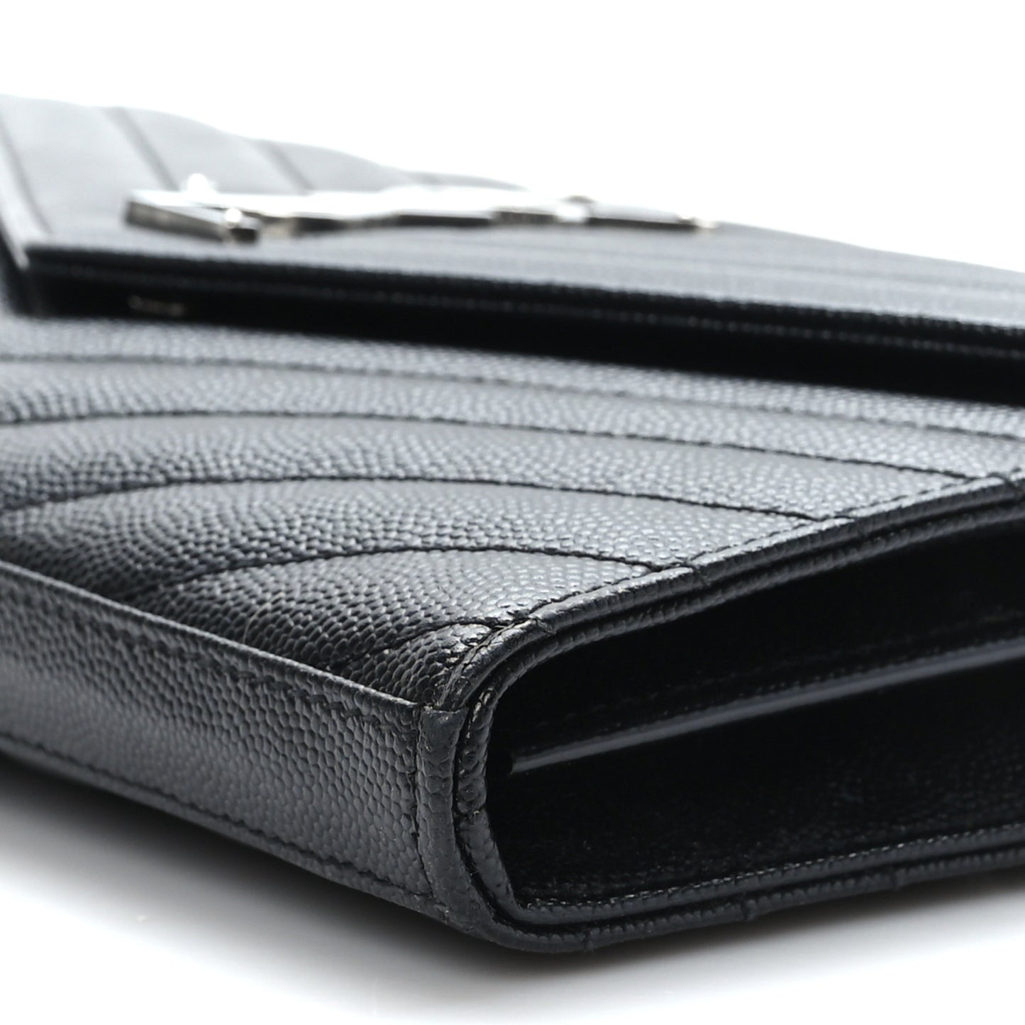 Grain De Poudre Matelasse Chevron Monogram Chain Wallet Black