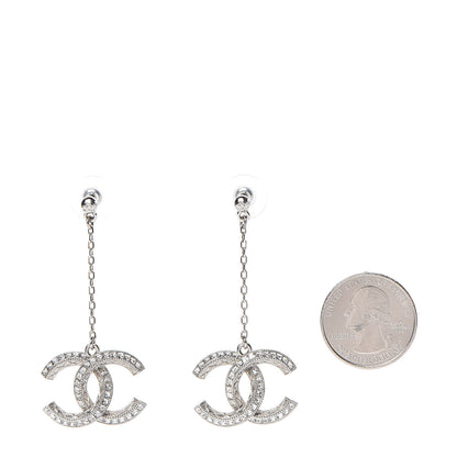 Chanel Baguette Crystal CC Drop Earrings Silver 2 of 5