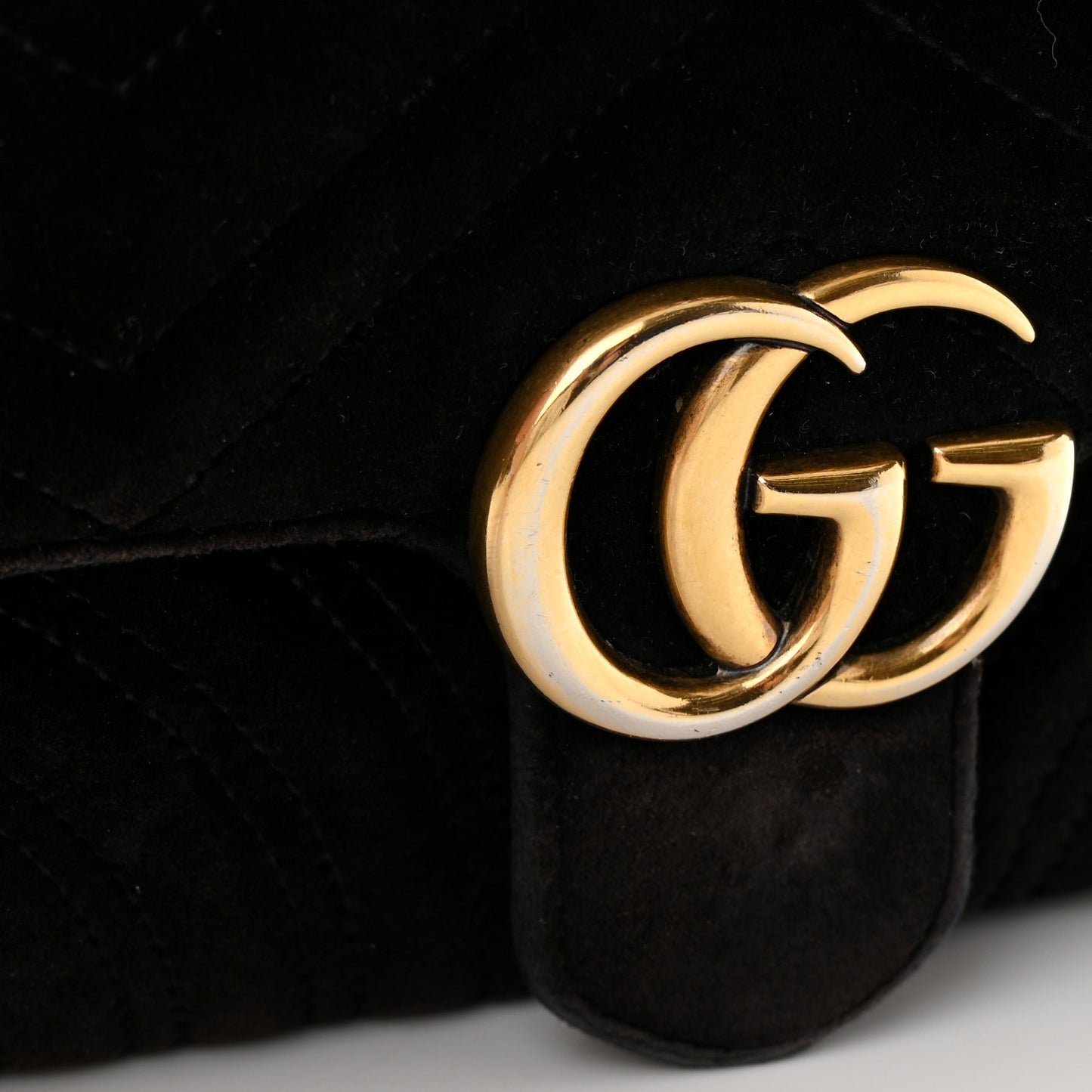 Velvet Matelasse Mini GG Marmont Shoulder Bag Black
