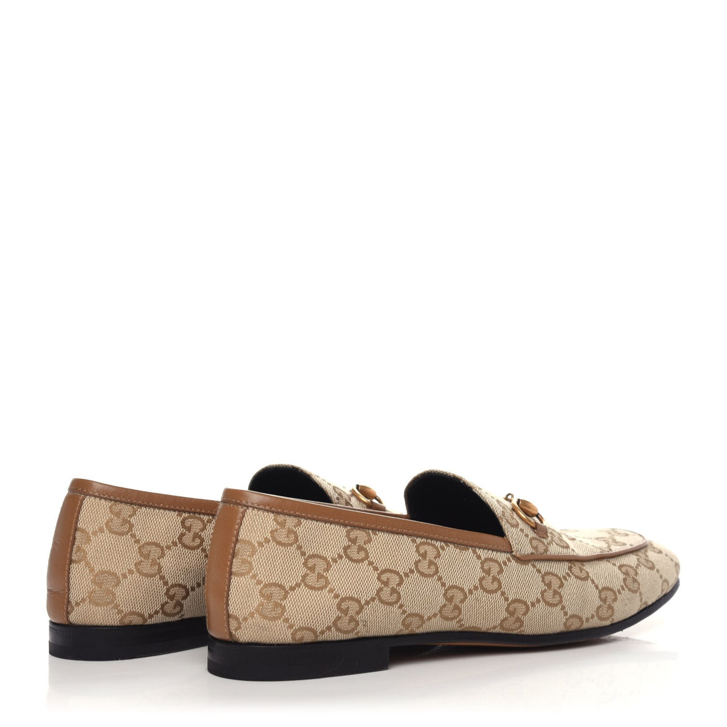 Canvas GG Monogram Horsebit Womens Jordaan Loafers 37.5 New Sand Friky Taupe