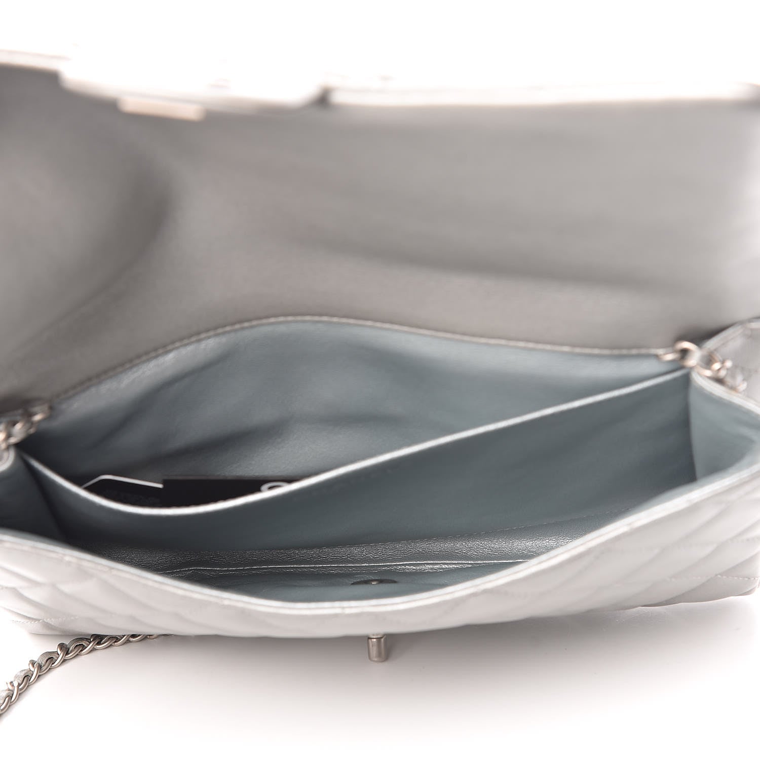 Chanel Metallic Lambskin Quilted Clutch With Chain Flap Dark Grey 5 of 7