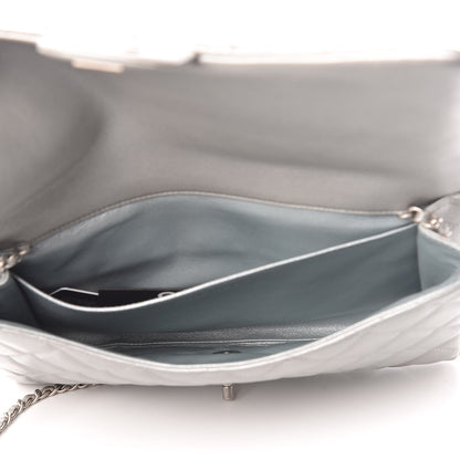 Chanel Metallic Lambskin Quilted Clutch With Chain Flap Dark Grey 5 of 7