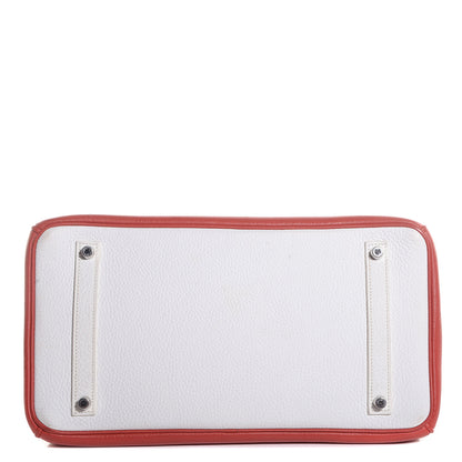 Hermes Taurillon Clemence Eclat Birkin 35 Sanguine Blanc 20 of 21