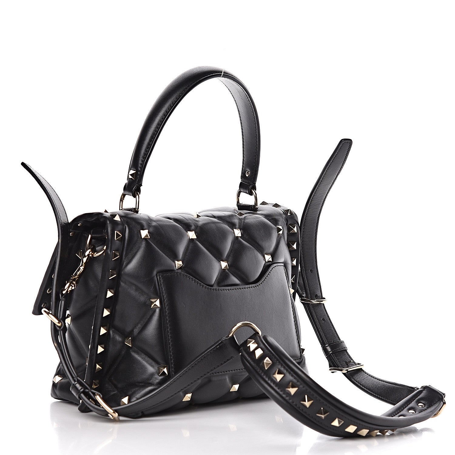 Valentino Garavani Lambskin VLTN Print Candystud Top Handle Bag Black 3 of 14