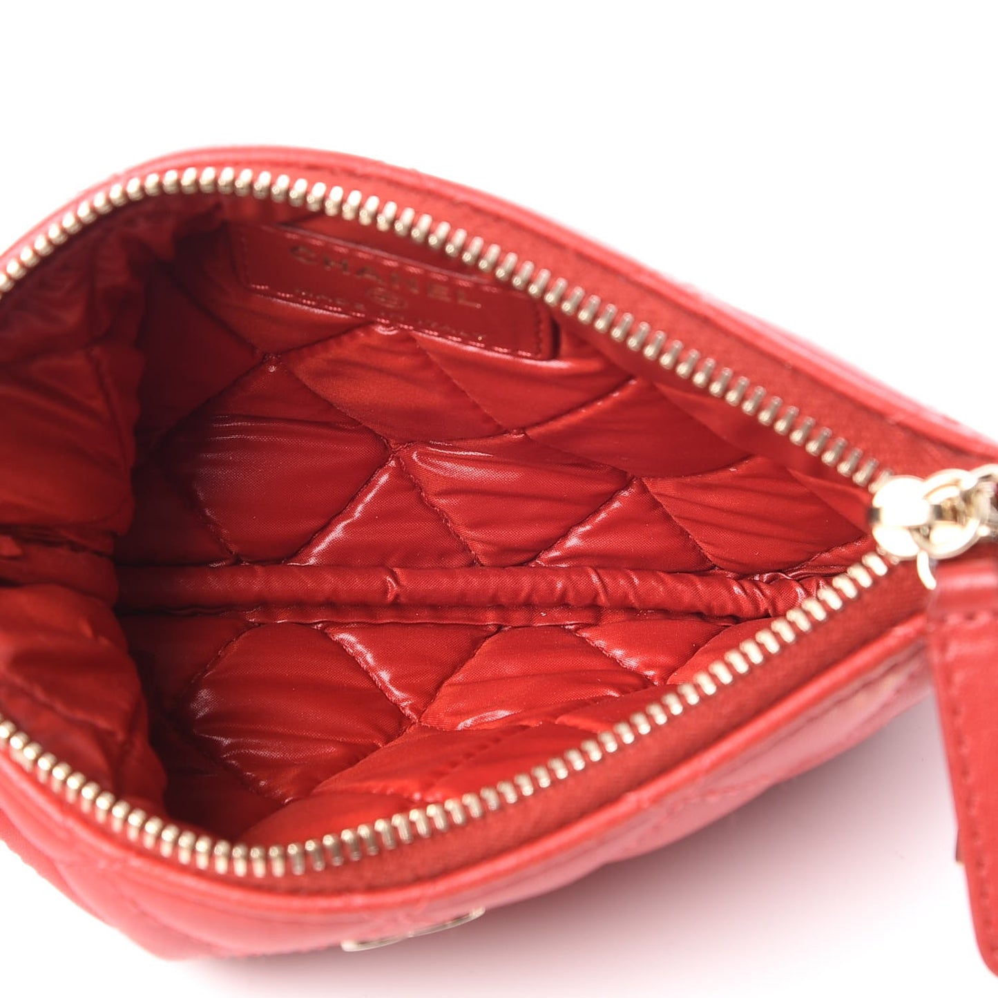 Lambskin Quilted Small Casino Cosmetic Case Red