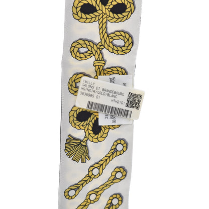 Hermes Silk Galons Et Brandebourg Twilly Black Gold White 3 of 4