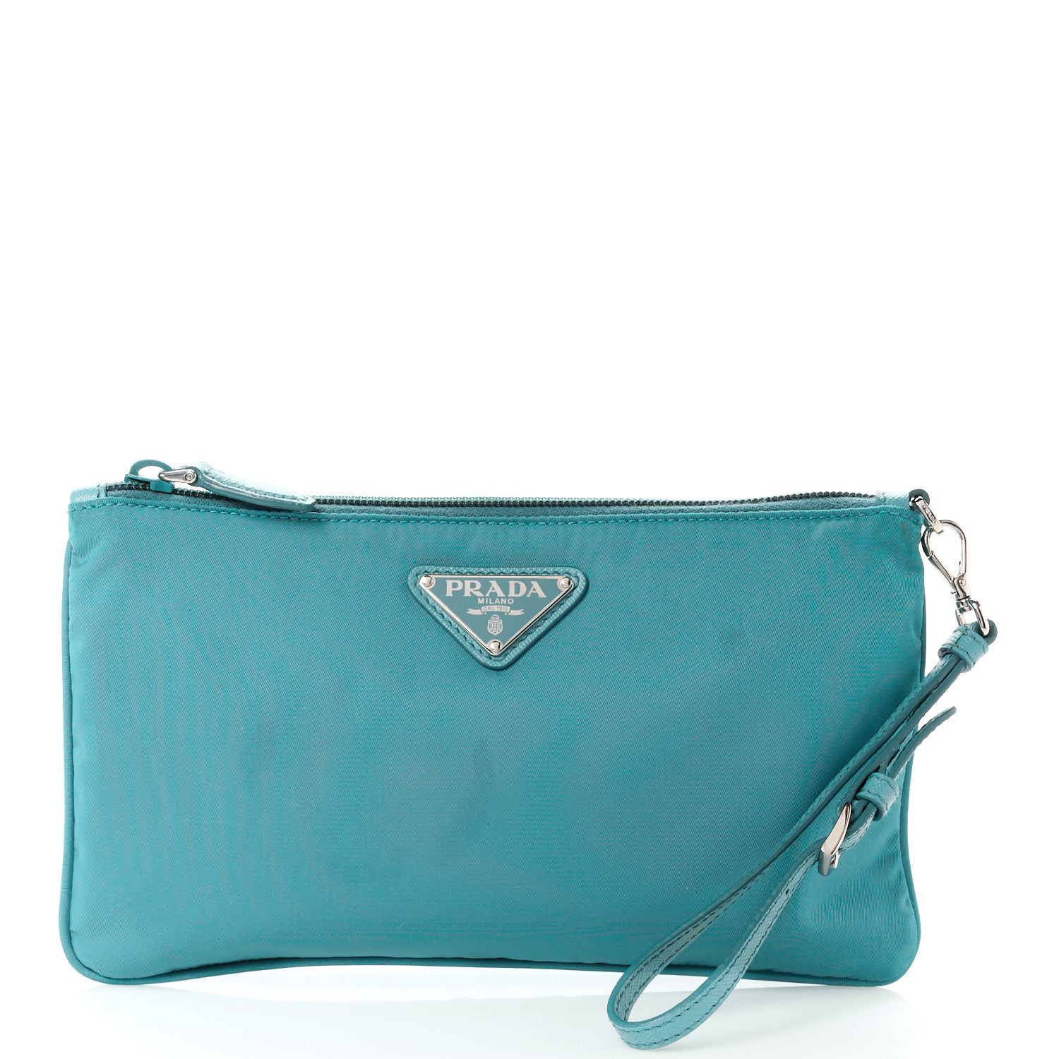 Prada Tessuto Nylon Saffiano Wristlet Turchese 1 of 12