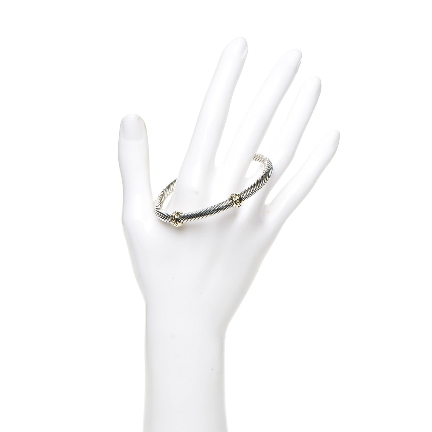 Sterling Silver 14K Yellow Gold 5mm Cable Classics Two Station Bracelet