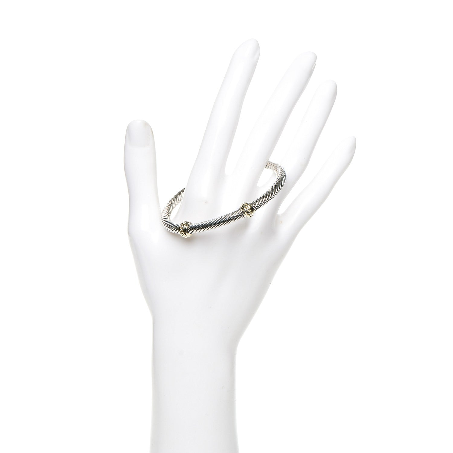 David Yurman Sterling Silver 14K Yellow Gold 5mm Cable Classics Two Station Bracelet 2 of 4