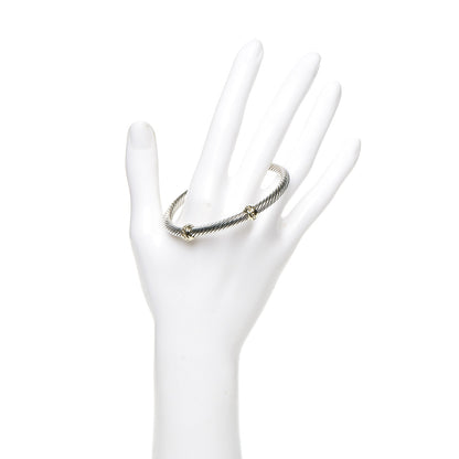 David Yurman Sterling Silver 14K Yellow Gold 5mm Cable Classics Two Station Bracelet 2 of 4