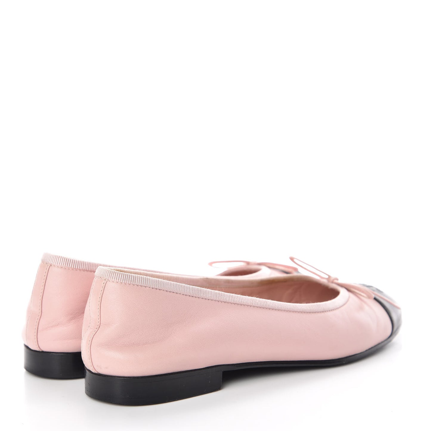 Lambskin CC Cap Toe Ballerina Flats 36.5 Light Pink Black