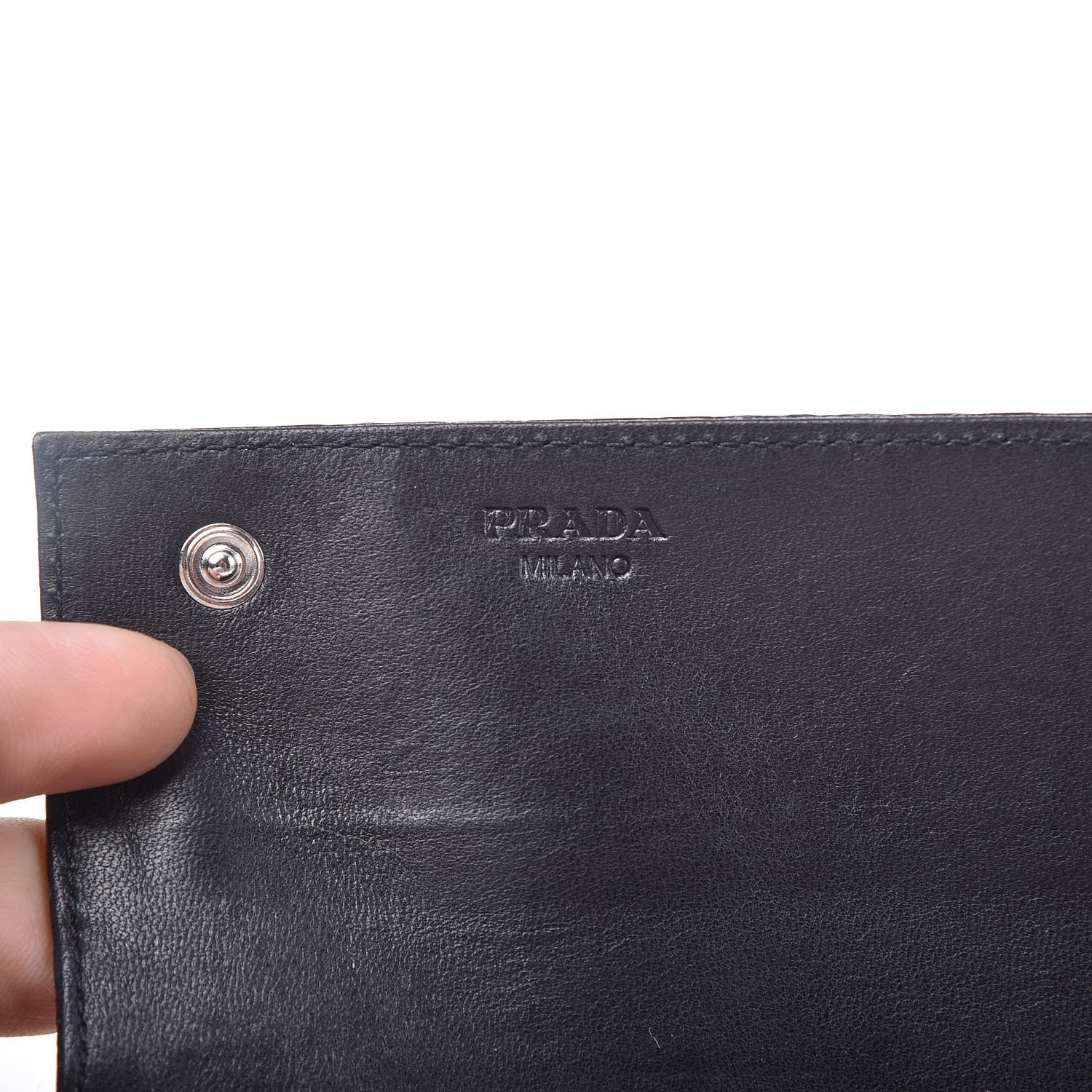 Prada Crocodile Embossed Flap Wallet Blue 6 of 8
