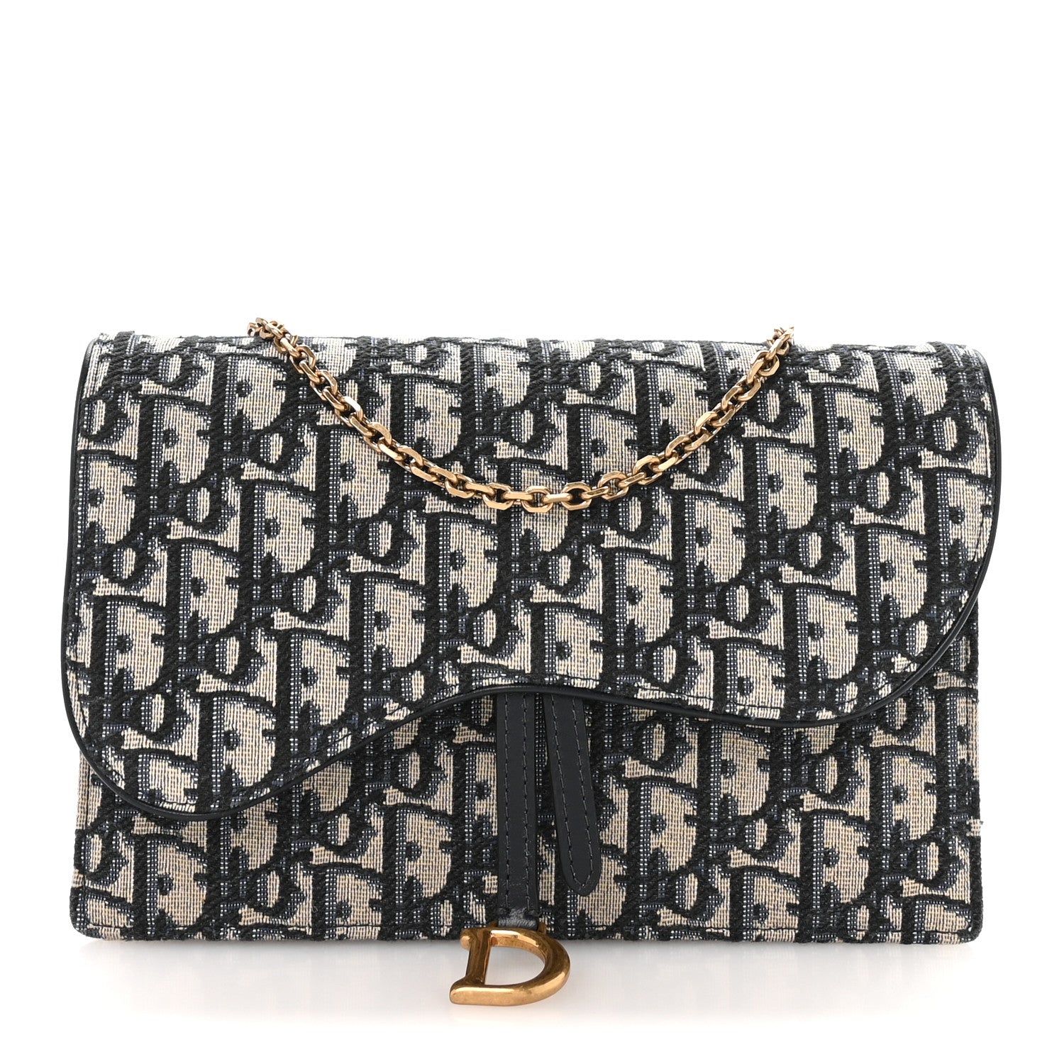 Christian Dior Oblique Saddle Chain Pouch Blue 1 of 11