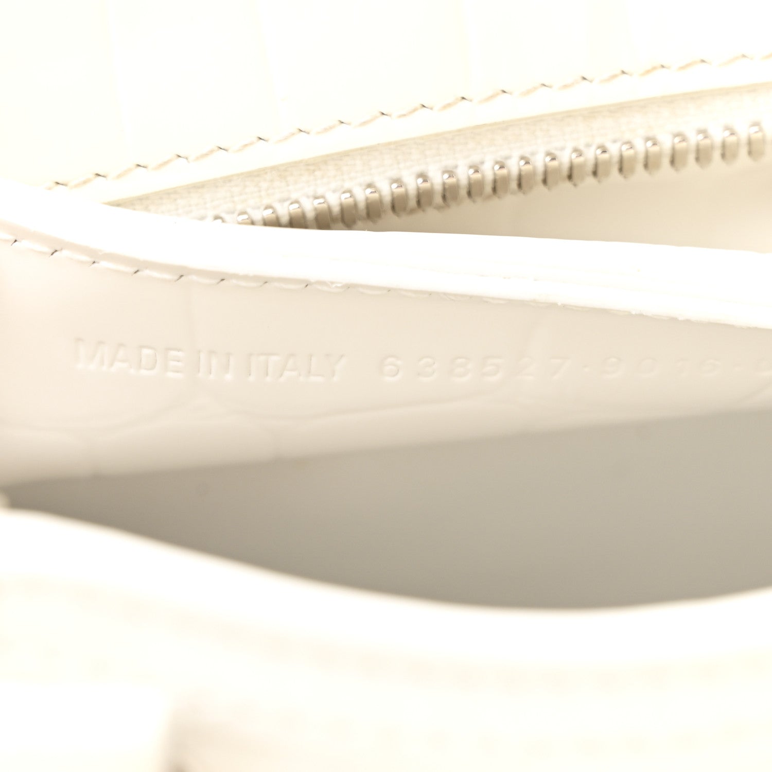 Balenciaga Semi Shiny Calfskin Crocodile Embossed Neo Classic Silver Hardware Nano City Crossbody White 6 of 13