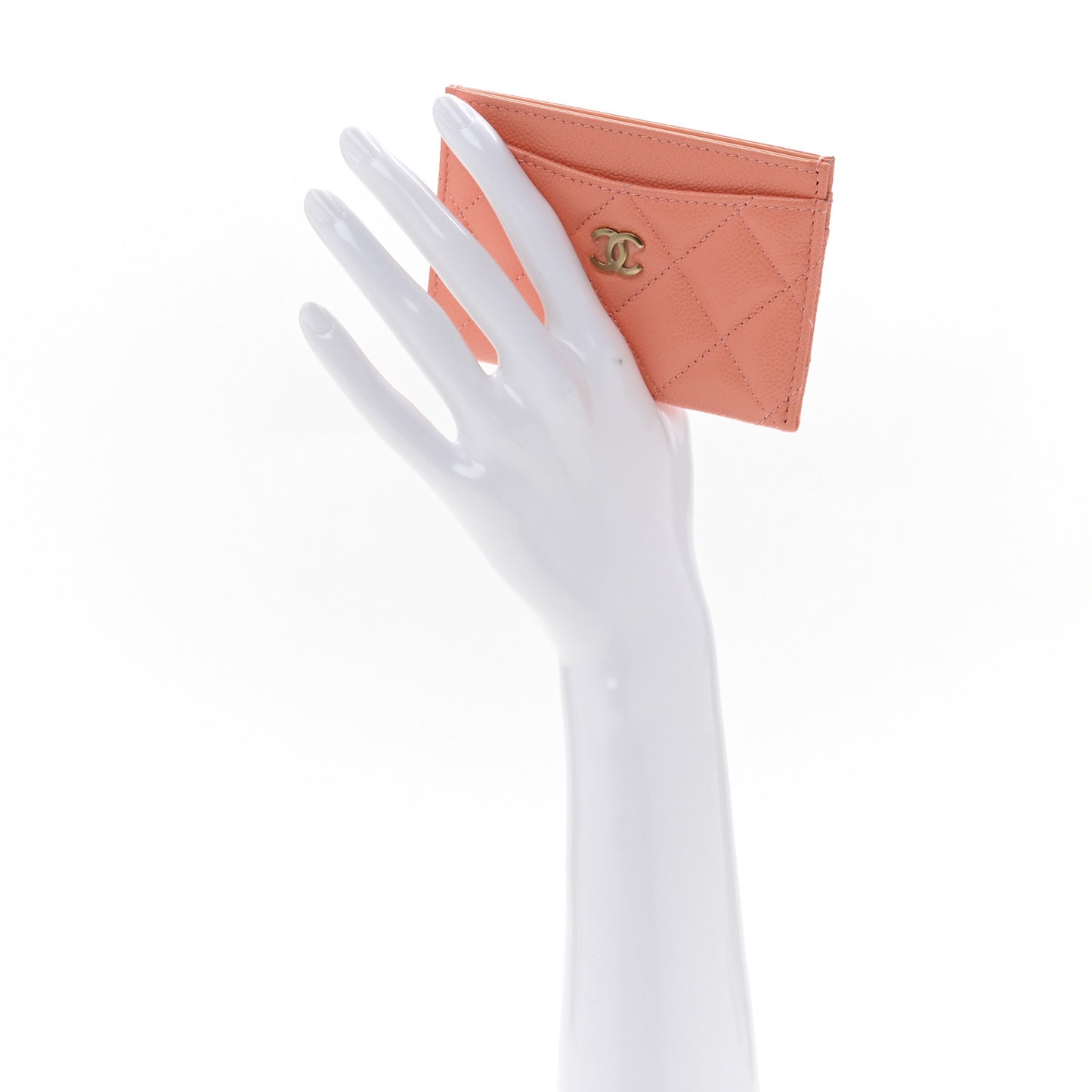 Caviar Quilted Card Holder Orange