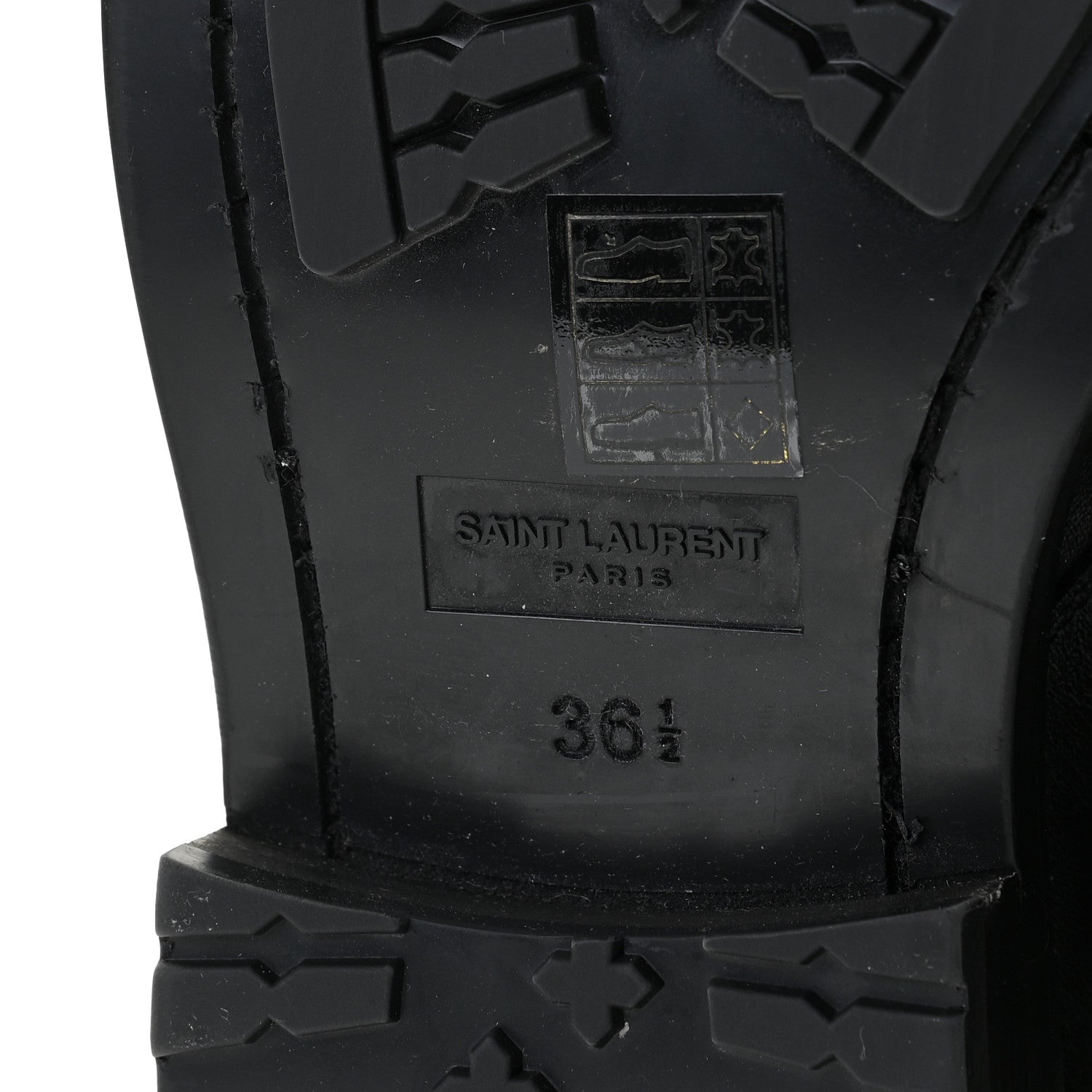 Saint Laurent Kangaroo Calfskin Embossed Army 20 Strap Boots 36.5 Black 8 of 9