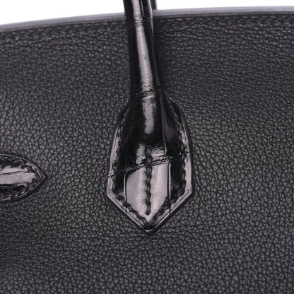 Hermes Taurillon Novillo Shiny Niloticus Crocodile Birkin Touch 30 Black 10 of 32