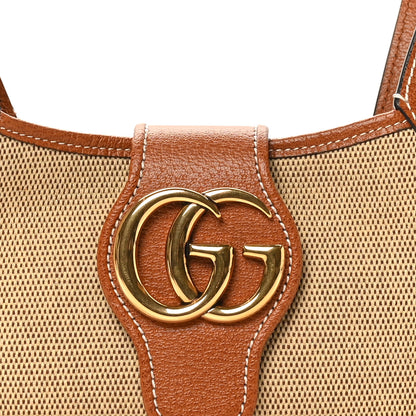 Gucci Canvas Textured Dollar Calfskin Small Aphrodite Shoulder Bag Beige Tan 8 of 10