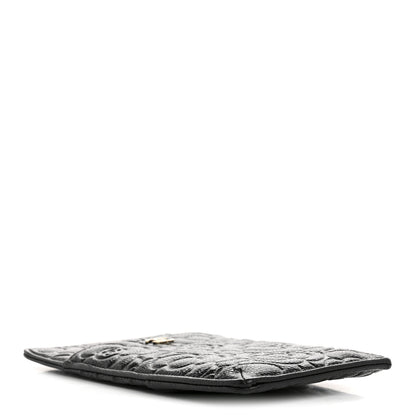 Chanel Caviar Camellia Embossed Classic Flat Wallet Pouch Black 4 of 12