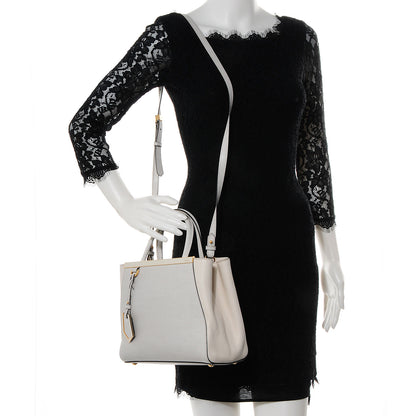 Fendi Vitello Elite Flamingo Petite 2Jours Tote Latte Bianco 2 of 9