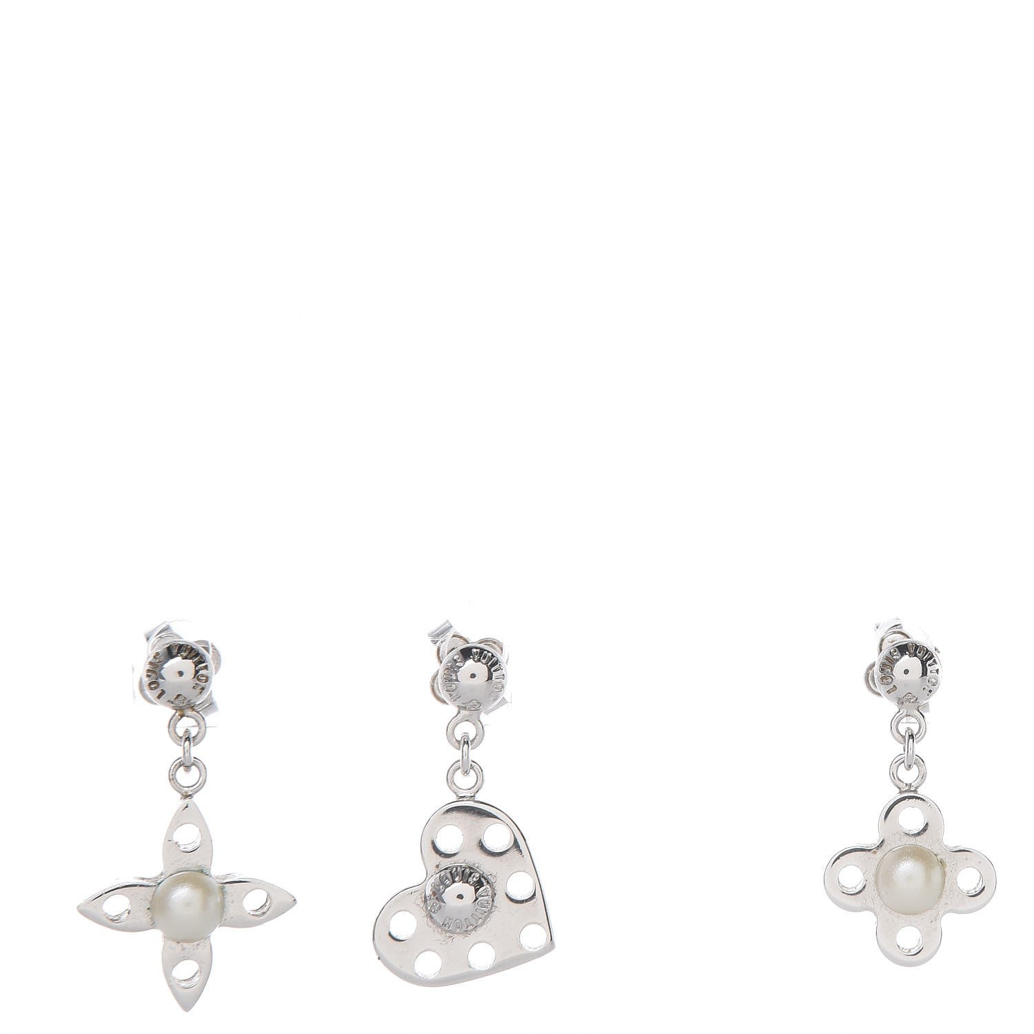Louis Vuitton Hide and Seek Earrings Set of 3 Silver 1 of 10