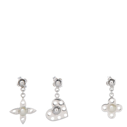 Louis Vuitton Hide and Seek Earrings Set of 3 Silver 1 of 10
