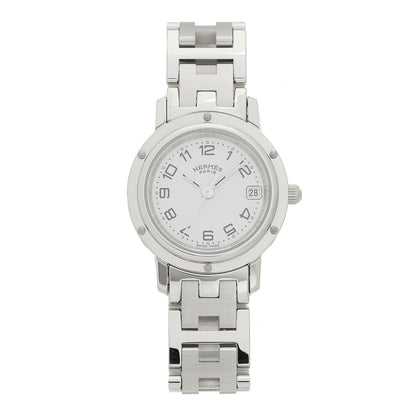 Hermes Stainless Steel 24mm Clipper Quartz Watch White 1 of 4