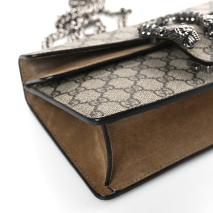 Gucci GG Supreme Monogram Suede Crystal Small Dionysus Shoulder Bag Beige Ebony Taupe 8 of 9