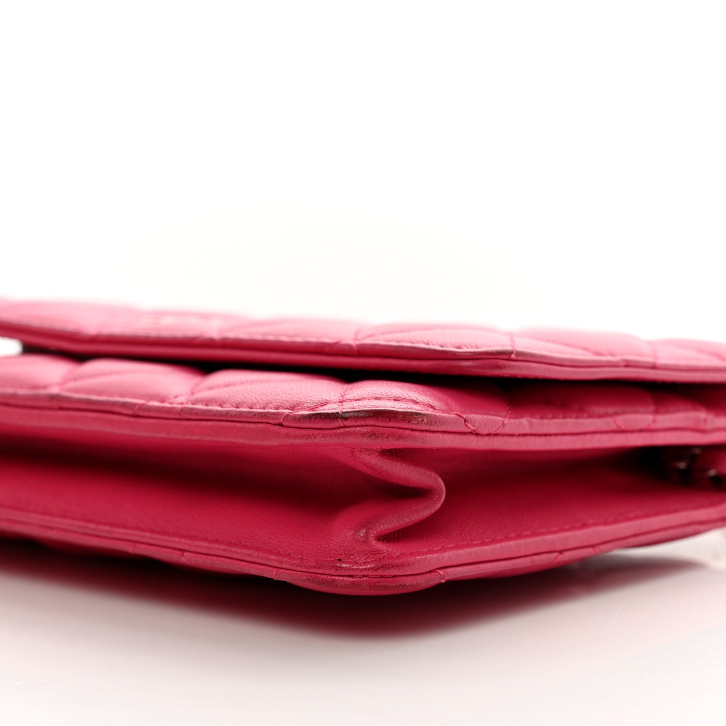 Lambskin Quilted Wallet On Chain WOC Pink