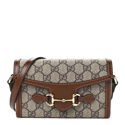 Gucci GG Supreme Monogram Mini Horsebit 1955 Shoulder Bag Beige Brown Sugar 1 of 10