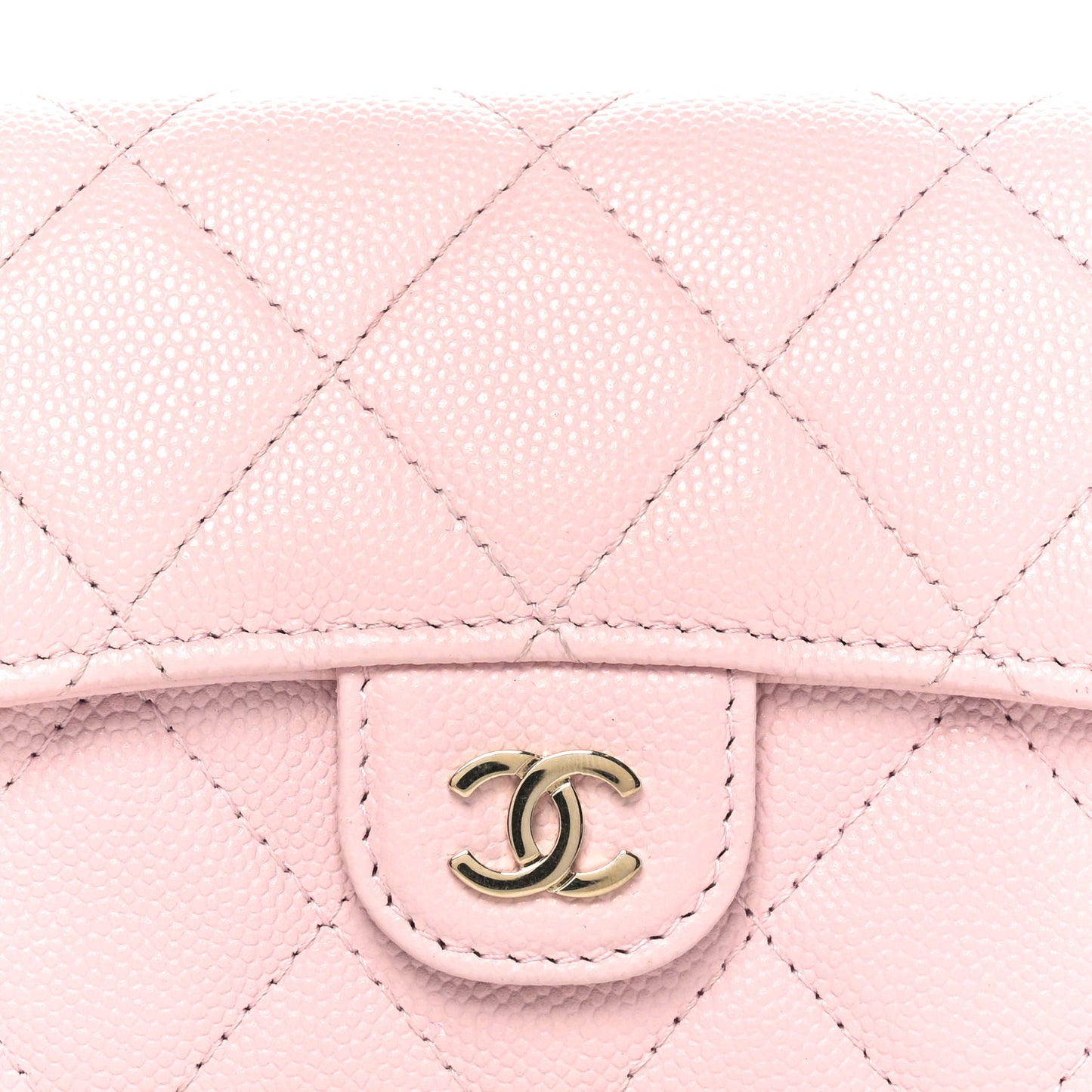 Caviar Quilted Medium Flap Wallet Light Pink