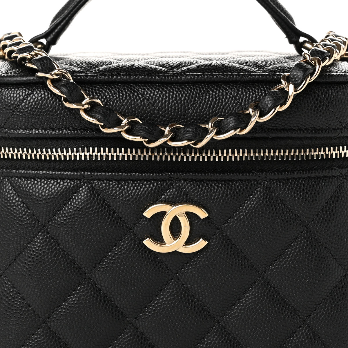 Chanel Caviar Quilted Small Top Handle Vanity Case With Chain Black 8 of 10