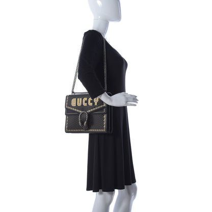 Gucci X SEGA Calfskin GUCCY Stars Medium Dionysus Shoulder Bag Black Gold 2 of 14