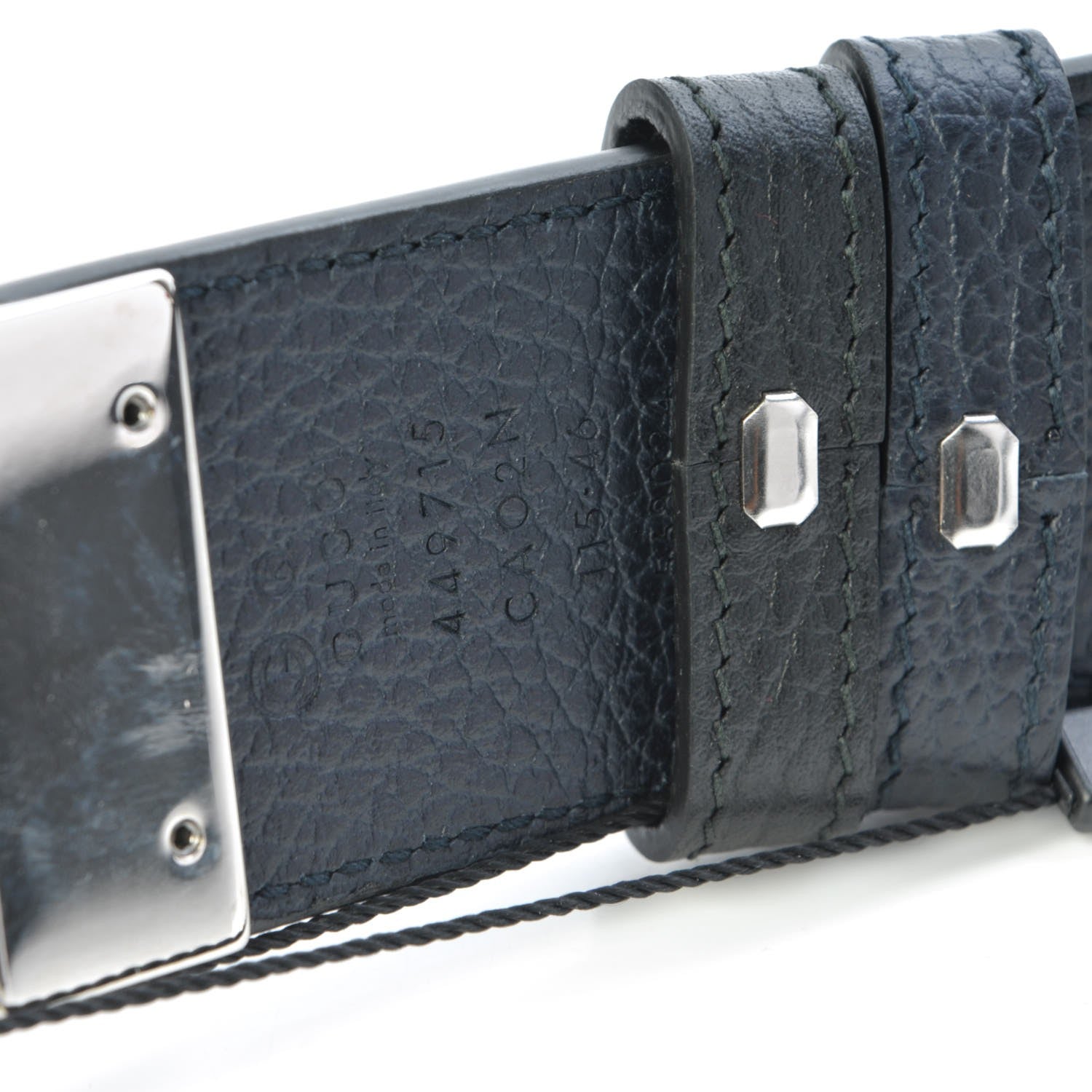 Gucci Calfskin 1973 Reversible Belt 115 46 Black Navy 6 of 7